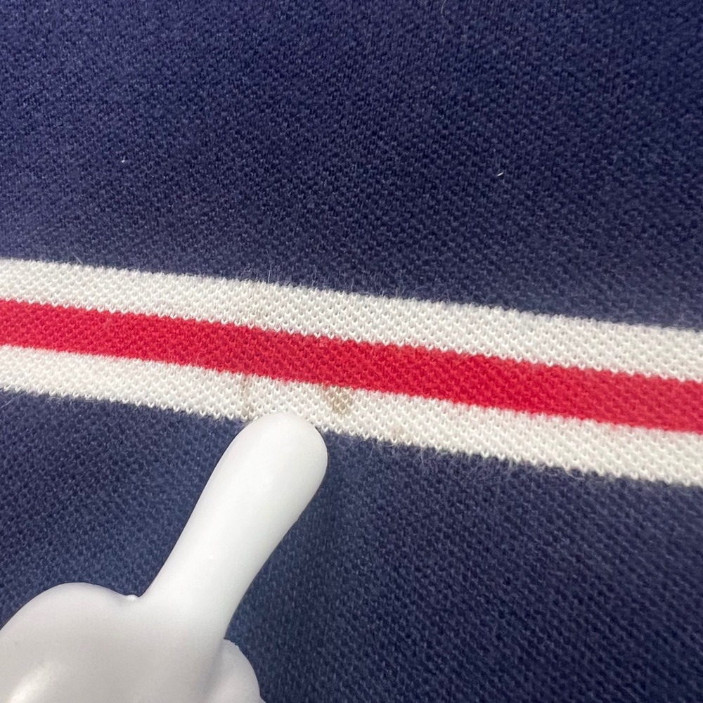 Polo Ralph Lauren Mens XL Navy Red White Striped Short Sleeve Pique Polo Shirt - Picture 4 of 9